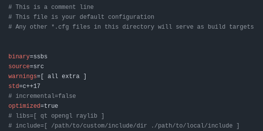 Image of an SSBS configuration file Image of an SSBS configuration file