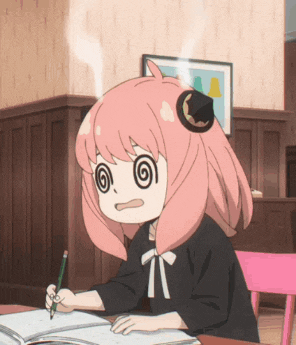 Anya from Spy X Family looking confused and burnt out